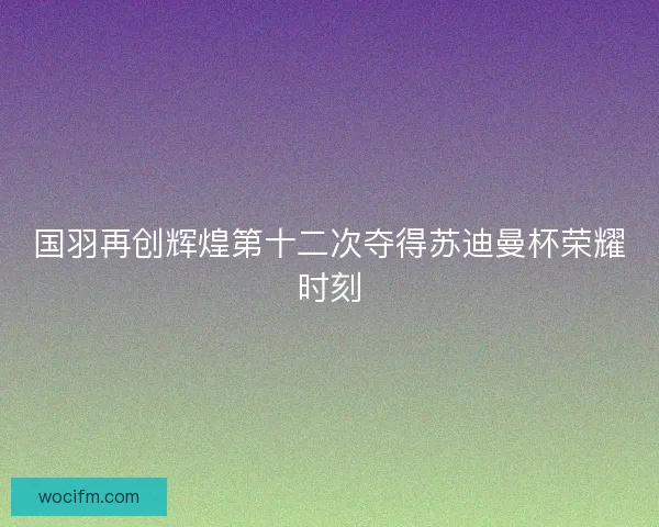 国羽再创辉煌第十二次夺得苏迪曼杯荣耀时刻